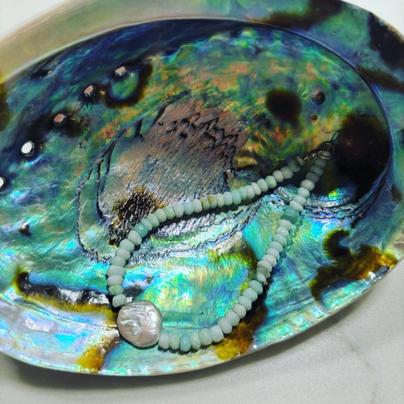 Peruvian blue Opal and Freshwater Pearl Bracelet - Picture 1 of 1